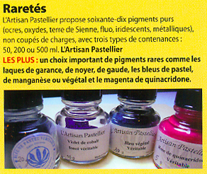 Les pigments naturels de l'Artisan Pastellier une sélection d'Artsites Magazines