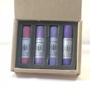 Coffret de 4 pastels tendres couleurs violets de l'Artisan Pastellier